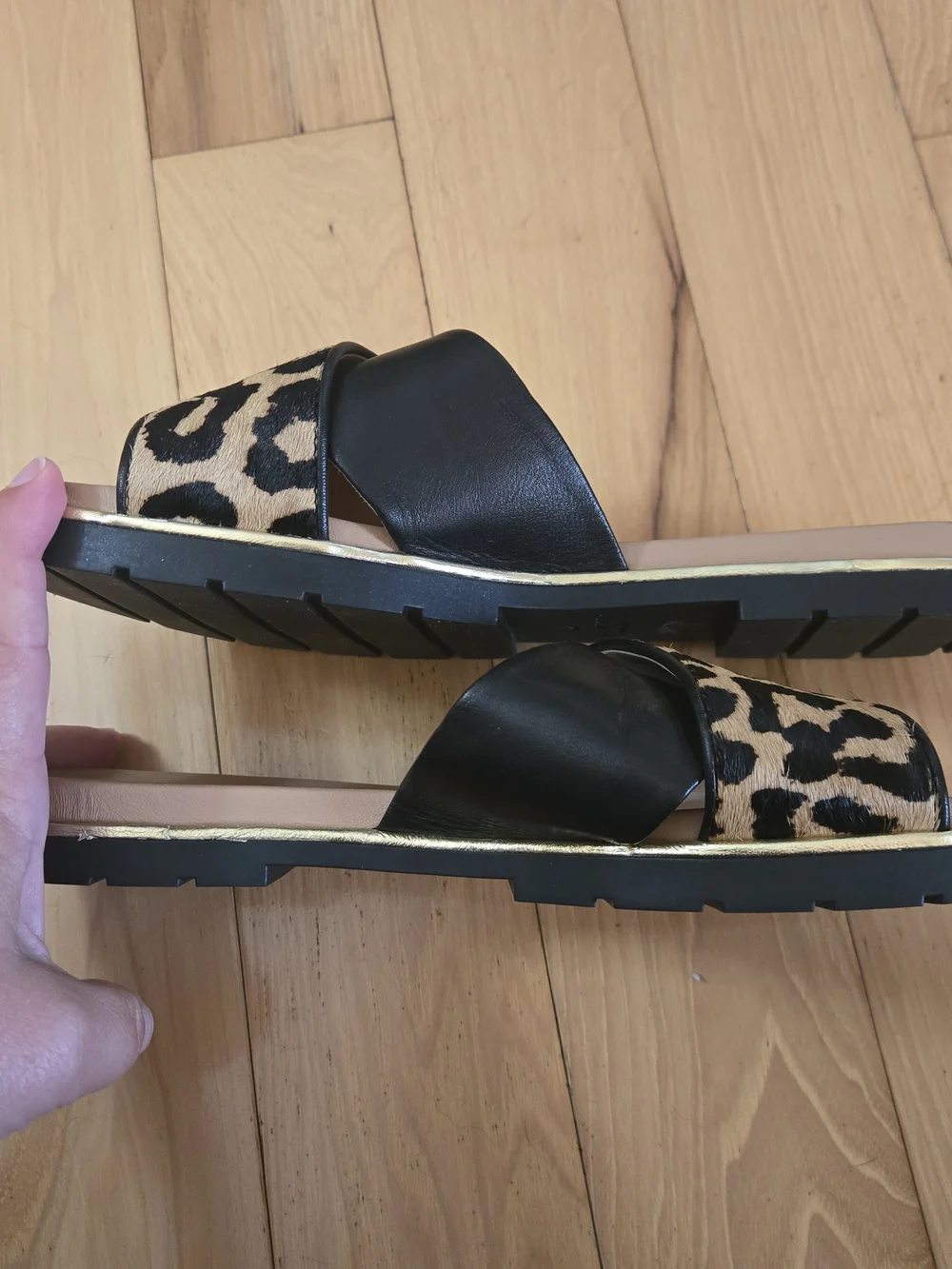 kate spade Leopard & Black Slide Sandals